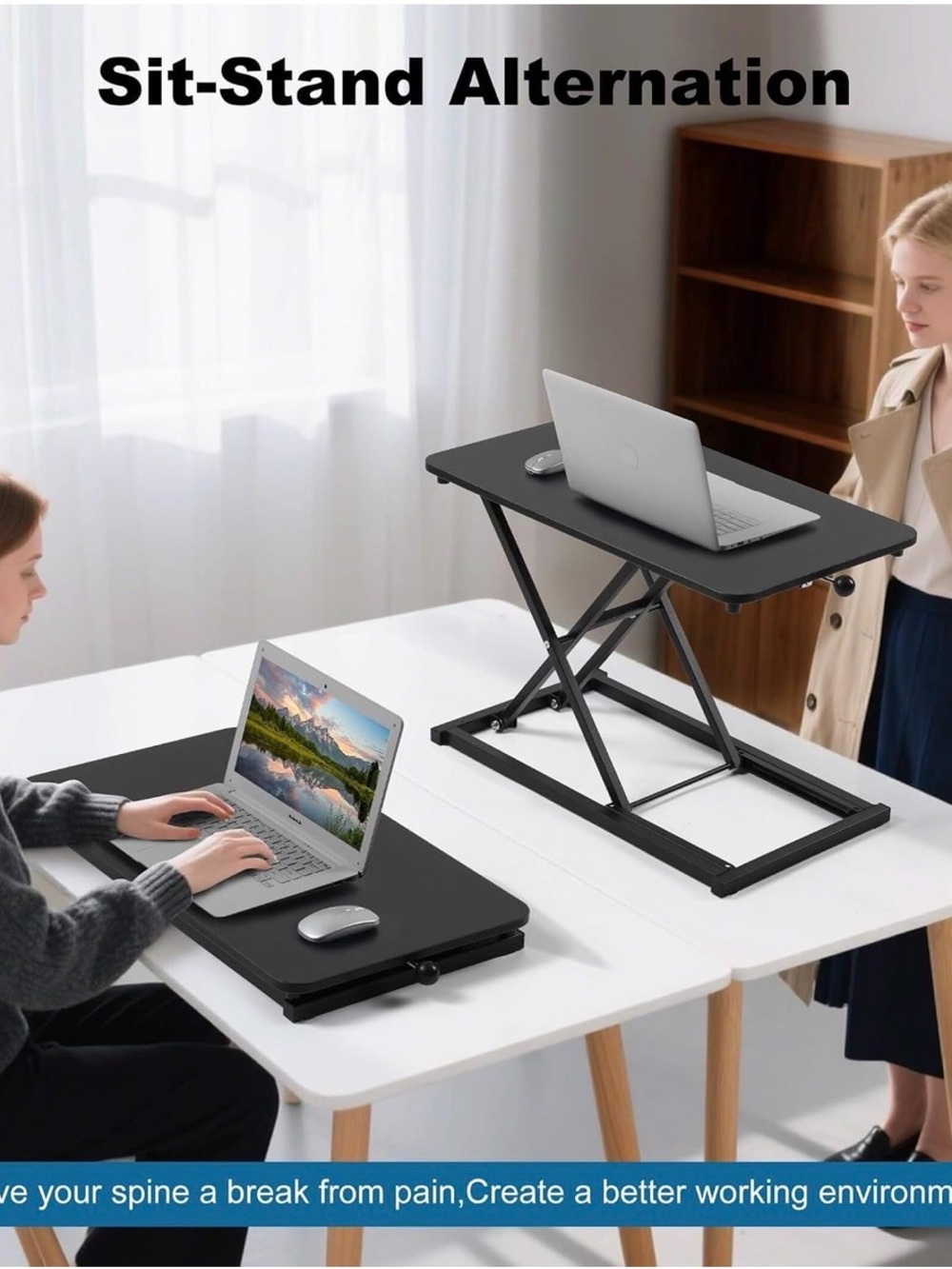 Adjustable Sit-Stand Laptop Riser - Black